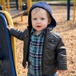 Toddler Set: Moto Jacket & Flannel Shirt Urban Republic Vegan Leather Carter’s